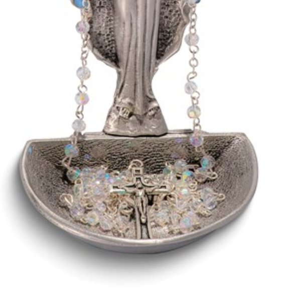 Our Lady of Grace Silver-tone Enameled and Epoxy Rosary Holder - Picture 3 of 3